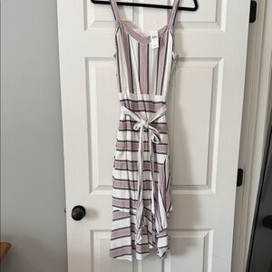 NET LOFT Faux Wrap Striped Midi Dress with Tie Waist size 6